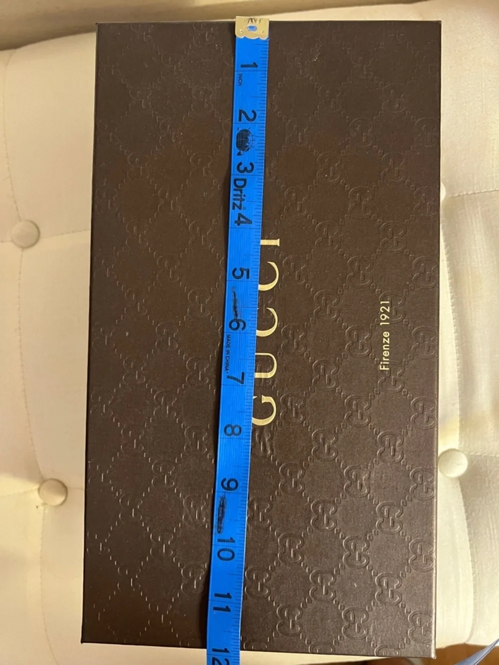 Gucci Dark Brown Embossed Logo Gift Box with Gold Lettering